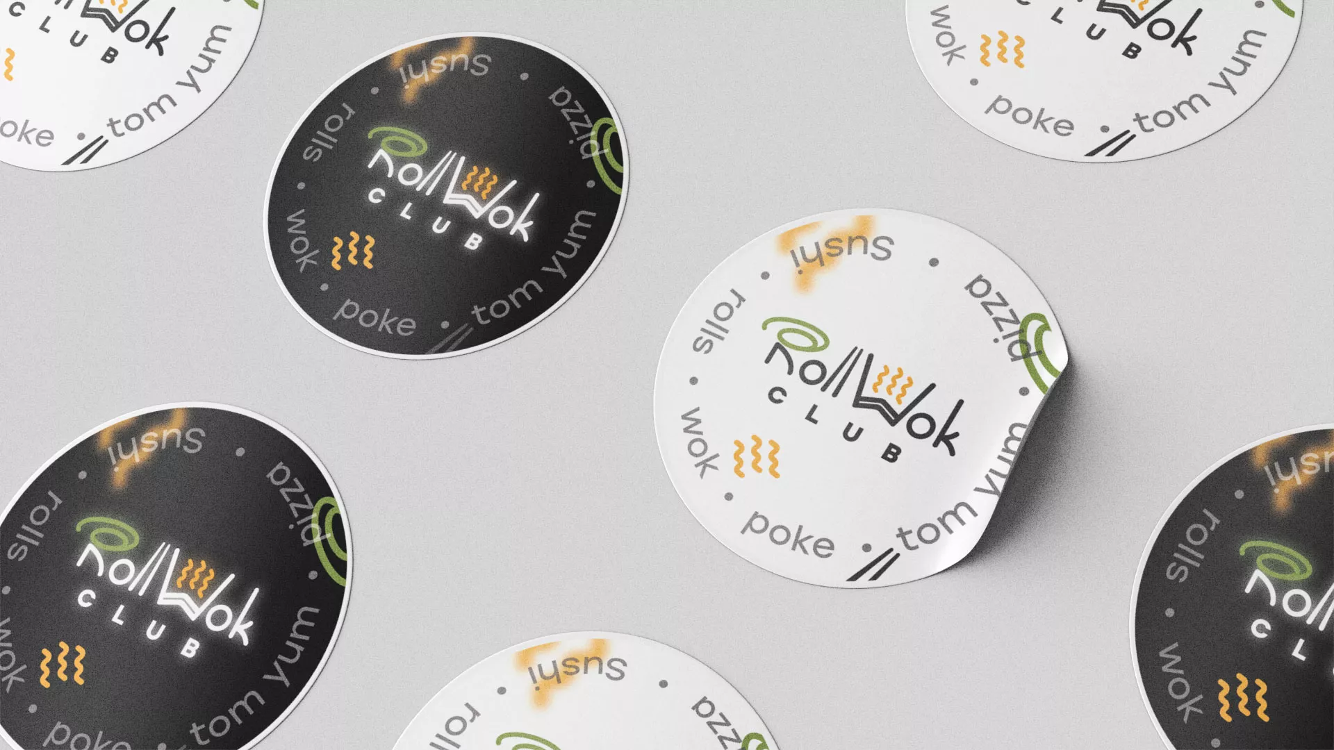 Разработка наклеек для суши-бара «Roll Wok Club» в Якутске